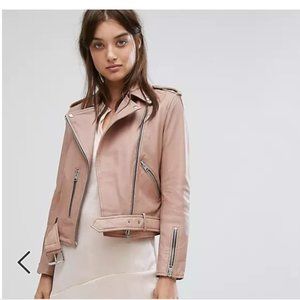 AllSaints Balfern Leather Jacket Blush Size 6